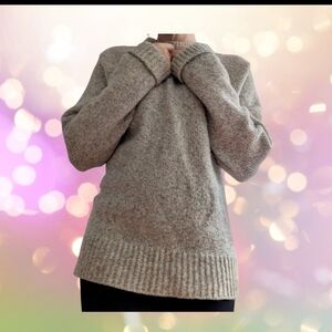 SOLD Vintage 90s Oversized LL Bean Wool Crewneck Sweater Marled Oatmeal M/L